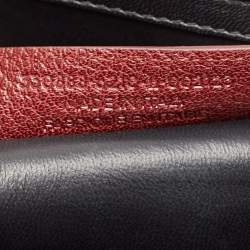 Pre Owned Balenciaga Burgundy Leather and Ostrich Le Dix Cartable Top Handle Bag