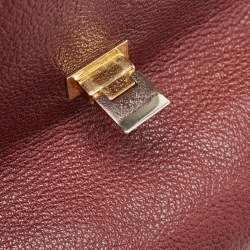 Pre Owned Balenciaga Burgundy Leather and Ostrich Le Dix Cartable Top Handle Bag