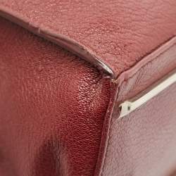 Pre Owned Balenciaga Burgundy Leather and Ostrich Le Dix Cartable Top Handle Bag