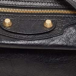 Pre Owned Balenciaga Black Leather Giant 12 Gold Hardware Envelope Strap Clutch