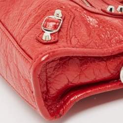 Pre Owned Balenciaga Red Leather Nano Classic City Bag