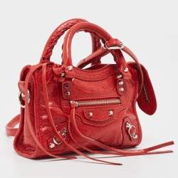 Pre Owned Balenciaga Red Leather Nano Classic City Bag