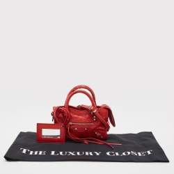 Pre Owned Balenciaga Red Leather Nano Classic City Bag