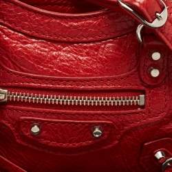 Pre Owned Balenciaga Red Leather Nano Classic City Bag