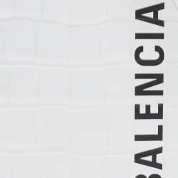 Pre Owned Balenciaga White Croc Embossed Leather Cash Phone Holder Bag