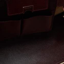 Pre Owned Balenciaga Burgundy Leather Papier Flap Tote