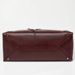 Pre Owned Balenciaga Burgundy Leather Papier Flap Tote
