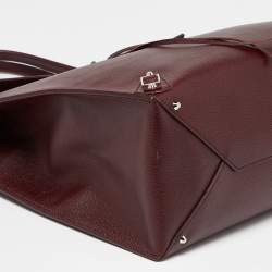 Pre Owned Balenciaga Burgundy Leather Papier Flap Tote