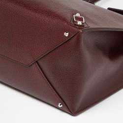 Pre Owned Balenciaga Burgundy Leather Papier Flap Tote