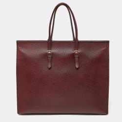 Pre Owned Balenciaga Burgundy Leather Papier Flap Tote