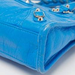 Pre Owned Balenciaga Blue Leather Nano Classic City Tote