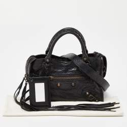 Pre Owned Balenciaga Black Leather Mini City Bag