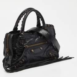 Pre Owned Balenciaga Black Leather Mini City Bag