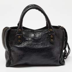 Pre Owned Balenciaga Black Leather Mini City Bag