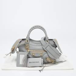 Pre Owned حقيبة بالنسياغا كلاسيك سيتي ايدغ ميتالك جلد كربون أسود صغيرة