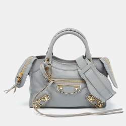 Pre Owned حقيبة بالنسياغا كلاسيك سيتي ايدغ ميتالك جلد كربون أسود صغيرة