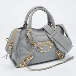 Pre Owned حقيبة بالنسياغا كلاسيك سيتي ايدغ ميتالك جلد كربون أسود صغيرة