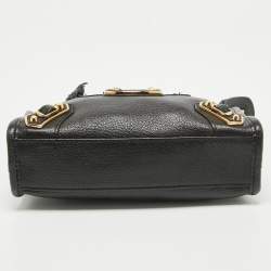 Pre Owned Balenciaga Black Leather Nano Metallic Edge City Tote