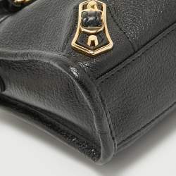 Pre Owned Balenciaga Black Leather Nano Metallic Edge City Tote