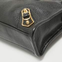 Pre Owned Balenciaga Black Leather Nano Metallic Edge City Tote