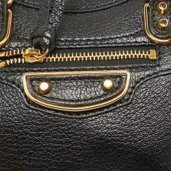 Pre Owned Balenciaga Black Leather Nano Metallic Edge City Tote