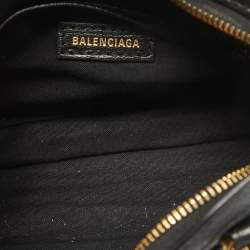 Pre Owned Balenciaga Black Leather Nano Metallic Edge City Tote