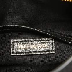 Pre Owned Balenciaga Black Leather Nano Metallic Edge City Tote