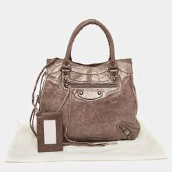 Pre Owned Balenciaga Dark Brown Leather Mid Afternoon Tote