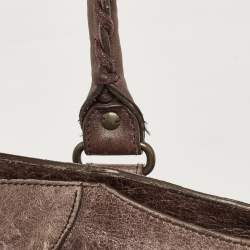 Pre Owned Balenciaga Dark Brown Leather Mid Afternoon Tote