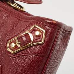 Pre Owned Balenciaga Dark Red Leather Nano Classic Metallic Edge City Crossbody Bag