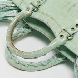 مملوكة مسبقًا Balenciaga Mint Green Croc Embossed Patent Leather Nano Classic City Tote