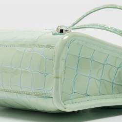 مملوكة مسبقًا Balenciaga Mint Green Croc Embossed Patent Leather Nano Classic City Tote
