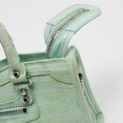 مملوكة مسبقًا Balenciaga Mint Green Croc Embossed Patent Leather Nano Classic City Tote