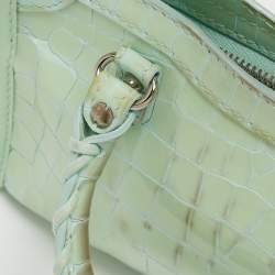 مملوكة مسبقًا Balenciaga Mint Green Croc Embossed Patent Leather Nano Classic City Tote