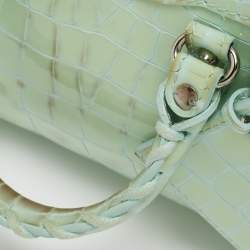 مملوكة مسبقًا Balenciaga Mint Green Croc Embossed Patent Leather Nano Classic City Tote