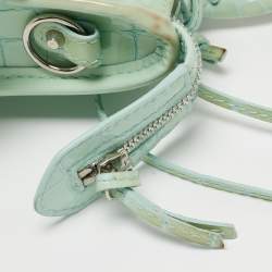 مملوكة مسبقًا Balenciaga Mint Green Croc Embossed Patent Leather Nano Classic City Tote
