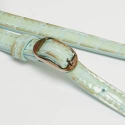 مملوكة مسبقًا Balenciaga Mint Green Croc Embossed Patent Leather Nano Classic City Tote