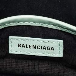 مملوكة مسبقًا Balenciaga Mint Green Croc Embossed Patent Leather Nano Classic City Tote