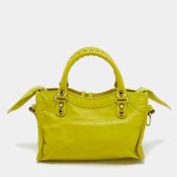 Pre Owned Balenciaga Curry Leather Mini Classic City Bag