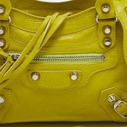 Pre Owned Balenciaga Curry Leather Mini Classic City Bag