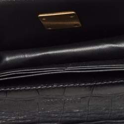 Pre Owned Balenciaga Black Croc Embossed Leather Gossip Wallet On Chain