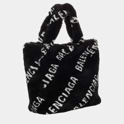 Balenciaga Black Logo Faux Fur Everyday XS Tote Balenciaga TLC