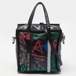 Pre Owned Balenciaga Multicolor Graffiti Leather Bazaar Tote