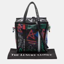 Pre Owned Balenciaga Multicolor Graffiti Leather Bazaar Tote