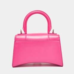 Pre Owned Balenciaga Pink Leather XS Hourglass Top Handle Bag
