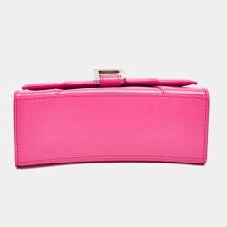 Pre Owned Balenciaga Pink Leather XS Hourglass Top Handle Bag