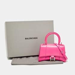 Pre Owned Balenciaga Pink Leather XS Hourglass Top Handle Bag