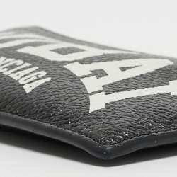 Pre Owned Balenciaga Black/White Leather Dubai Zip Card Holder with Strap