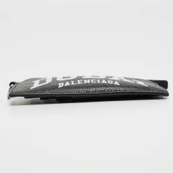 Pre Owned Balenciaga Black/White Leather Dubai Zip Card Holder with Strap