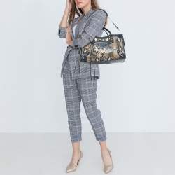 Pre Owned Balenciaga Navy Blue Leather and Python Medium Metallic Edge Classic City Bag